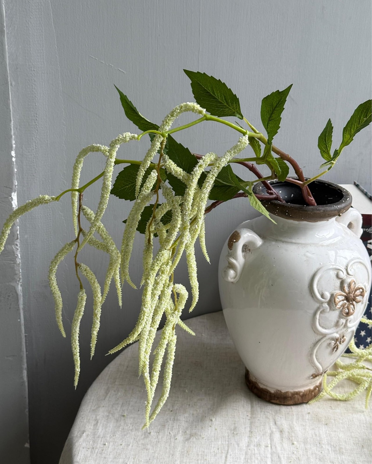 White Artificial Amaranthus Flower Fake Hanging Vine Wedding 37 Inch 3 PCS