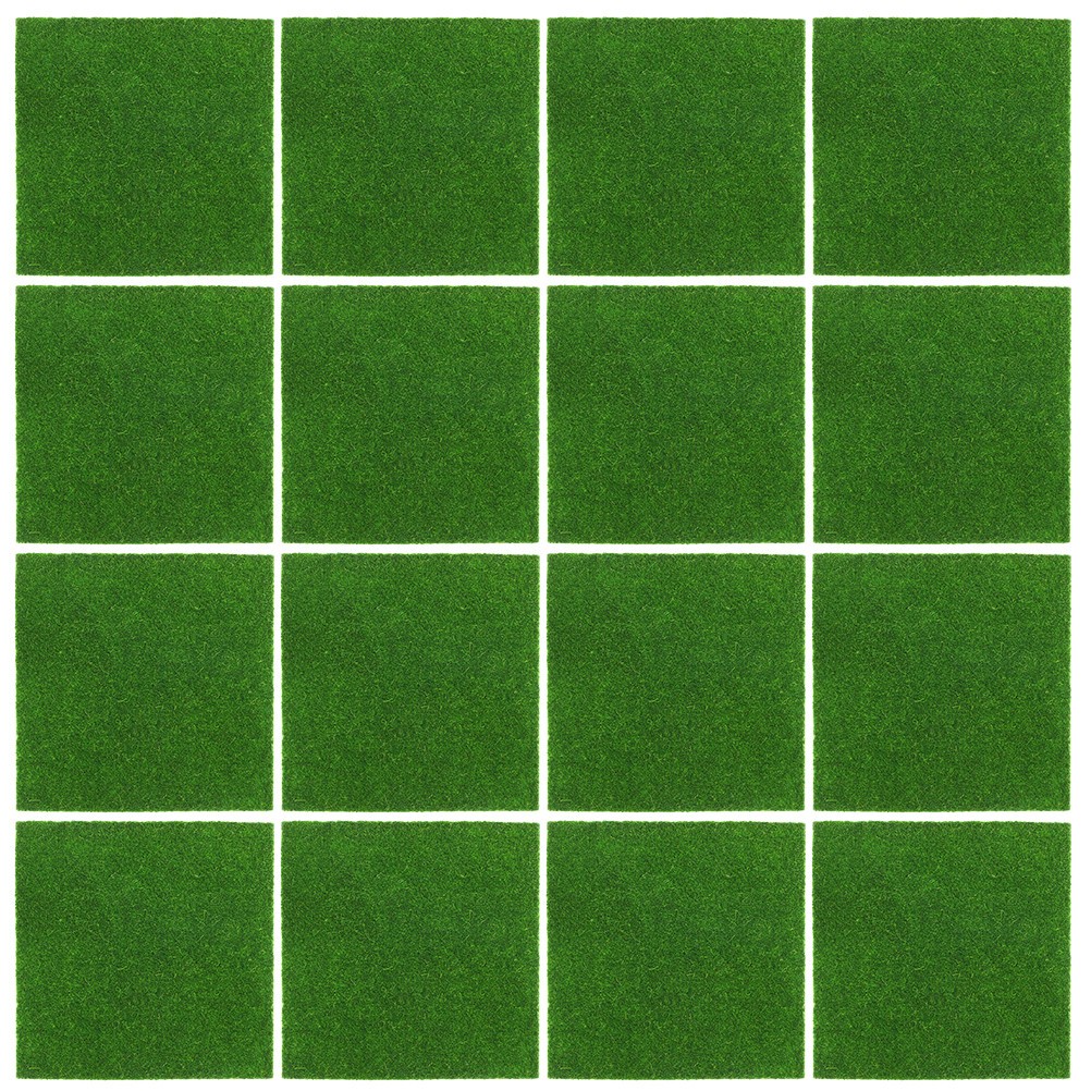 16 Pcs Artificial Green Moss Turf Mats For Crafting Faux Moss Sheets 15cmx15cm