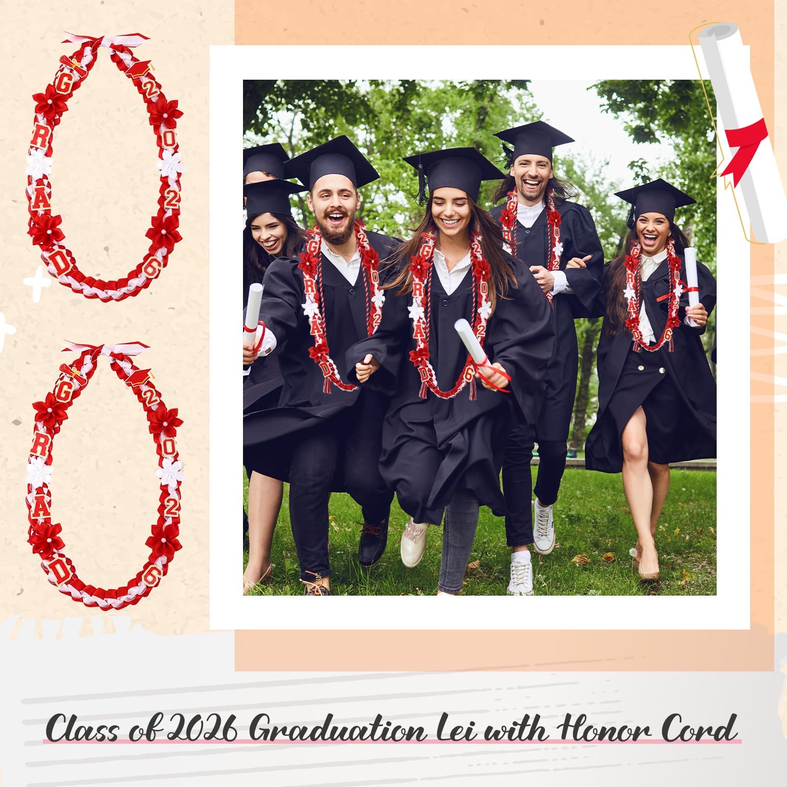 Graduation Ribbon Lei Class of 2026 Grad Lei Kit Graduation Double Braided Ne…