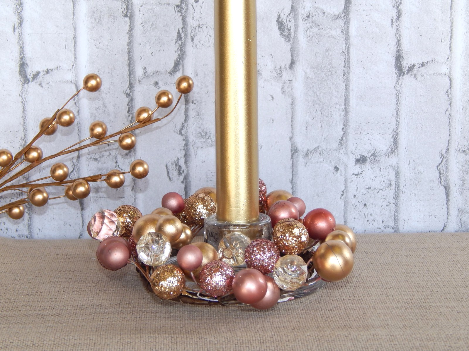 Beaded Candle Ring – Blush Mix 3″ Wedding Anniversary Holiday Mini Wreaths