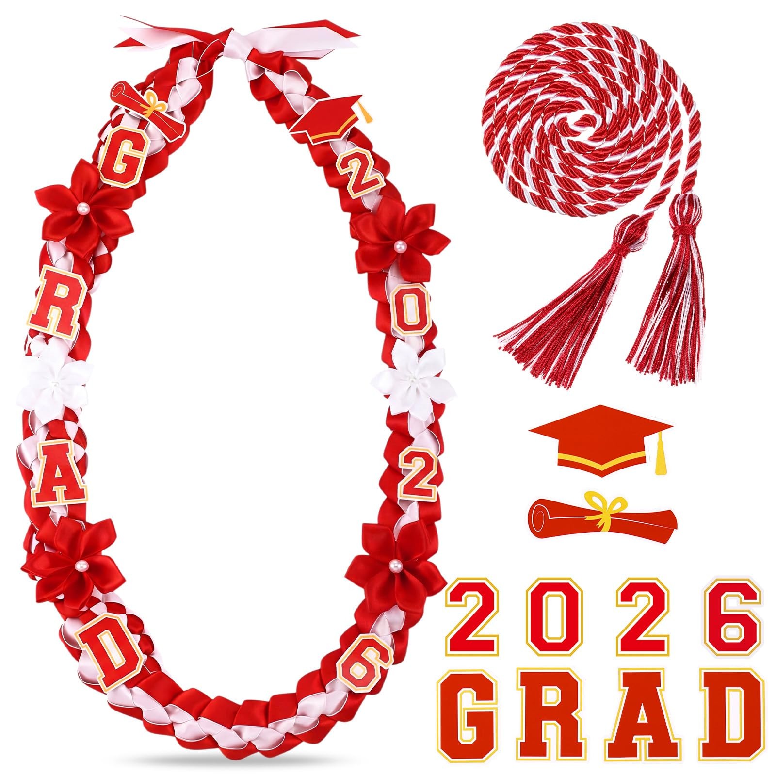 Graduation Ribbon Lei Class of 2026 Grad Lei Kit Graduation Double Braided Ne…