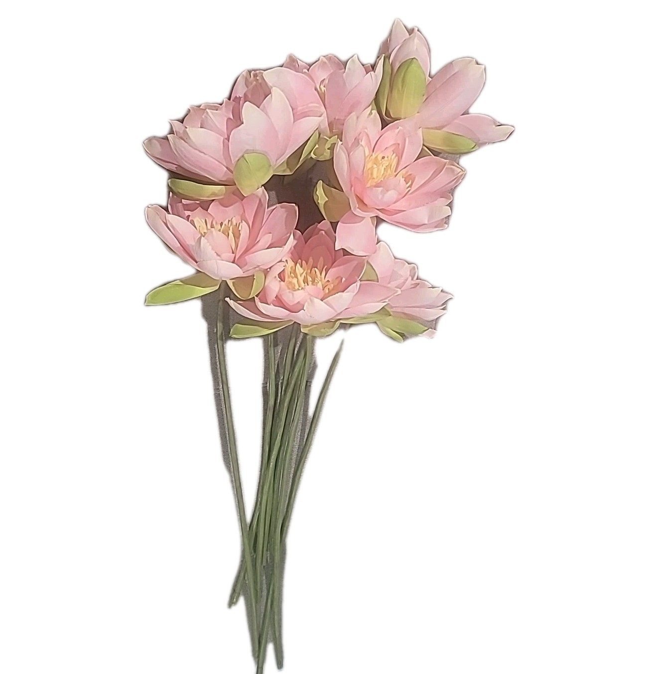Set Of 8, 25″ Silk Artificial Realistic Pink 9″ Lotus Blossom Flower Decoration