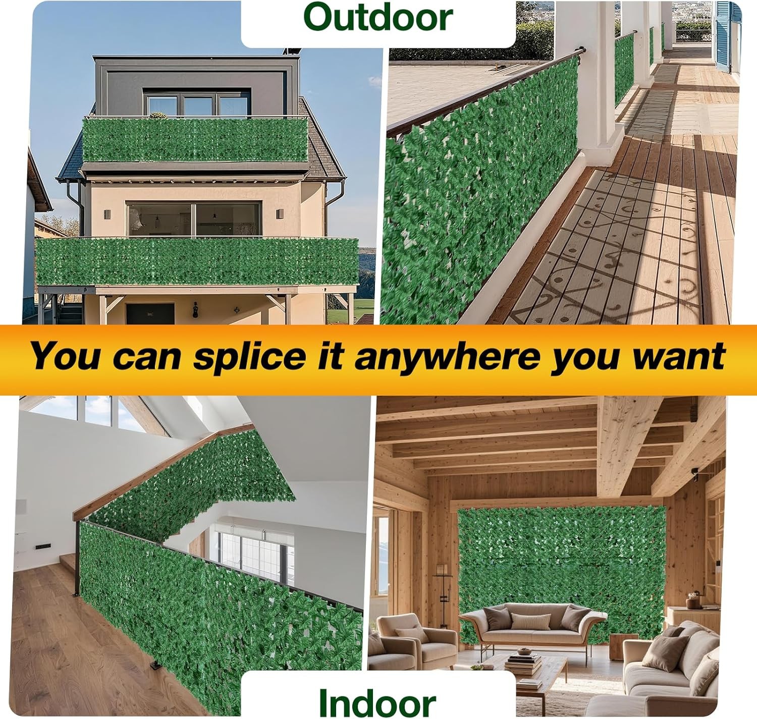 39 x 118 in Artificial Ivy Privacy Fence Wall Screen Garden Fake Hanging Plants