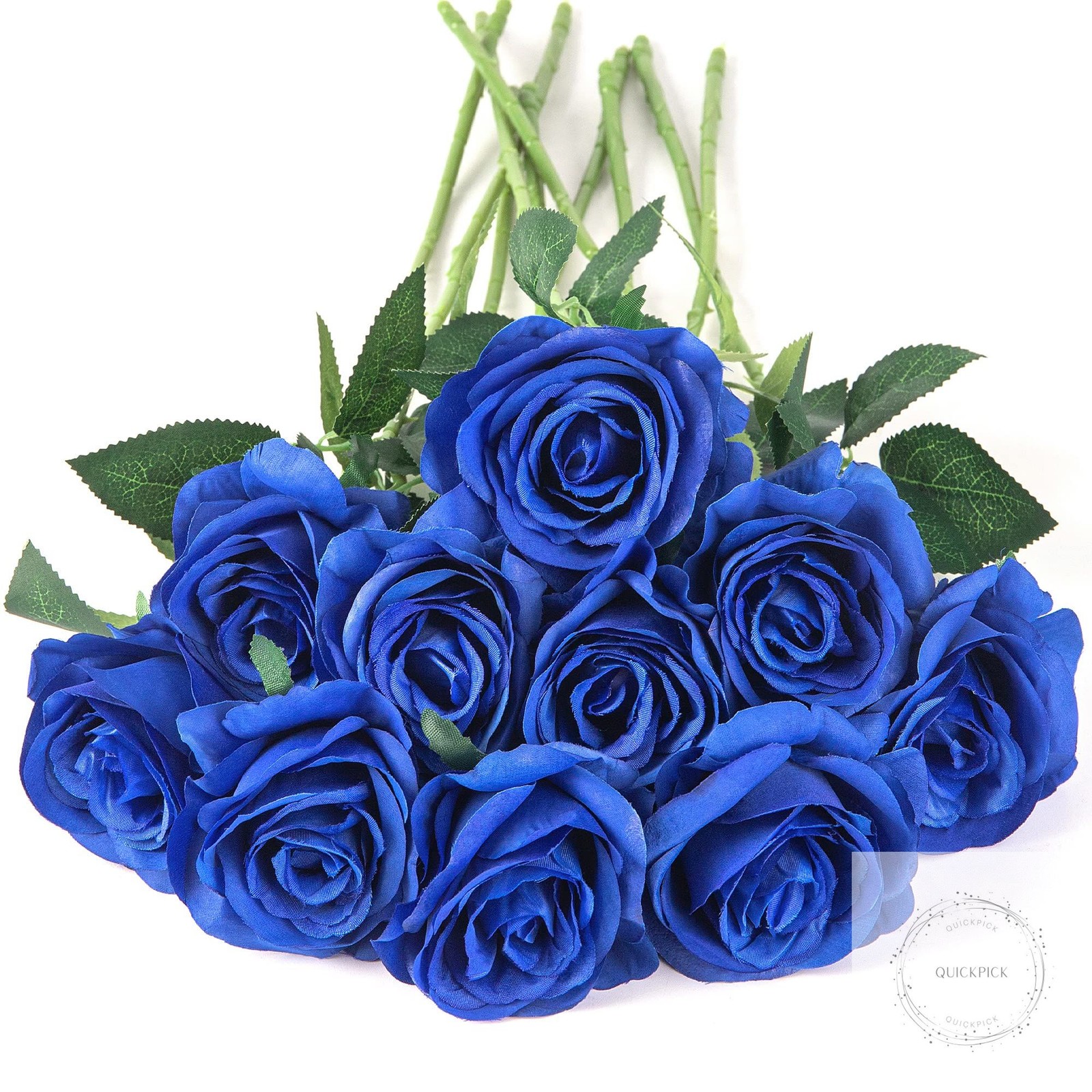10pcs Royal Blue Silk Roses Artificial Rose Flowers Long Stem for DIY Wedding