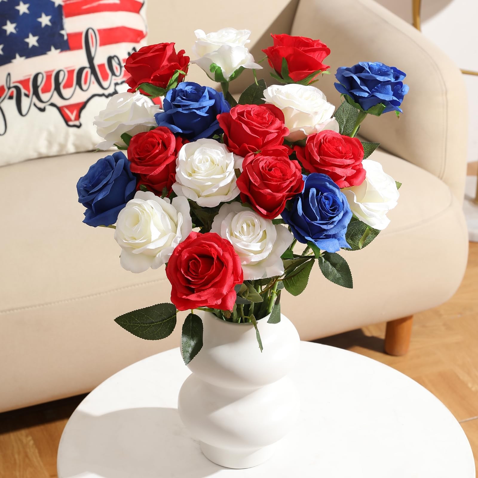 12PCS Artificial Silk Flowers Realistic Roses Bouquet Long Stem for Home Wedd…