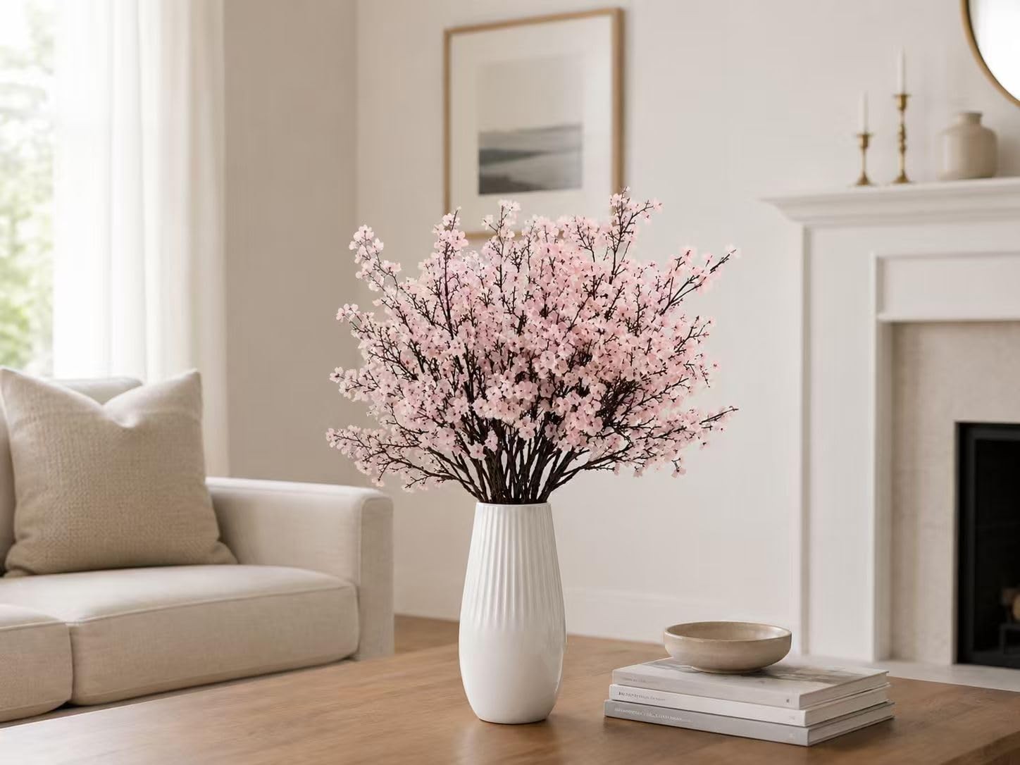 6 PCS Light Pink Artificial Babys Breath 18.5 Inch Silk Gypsophila Flowers