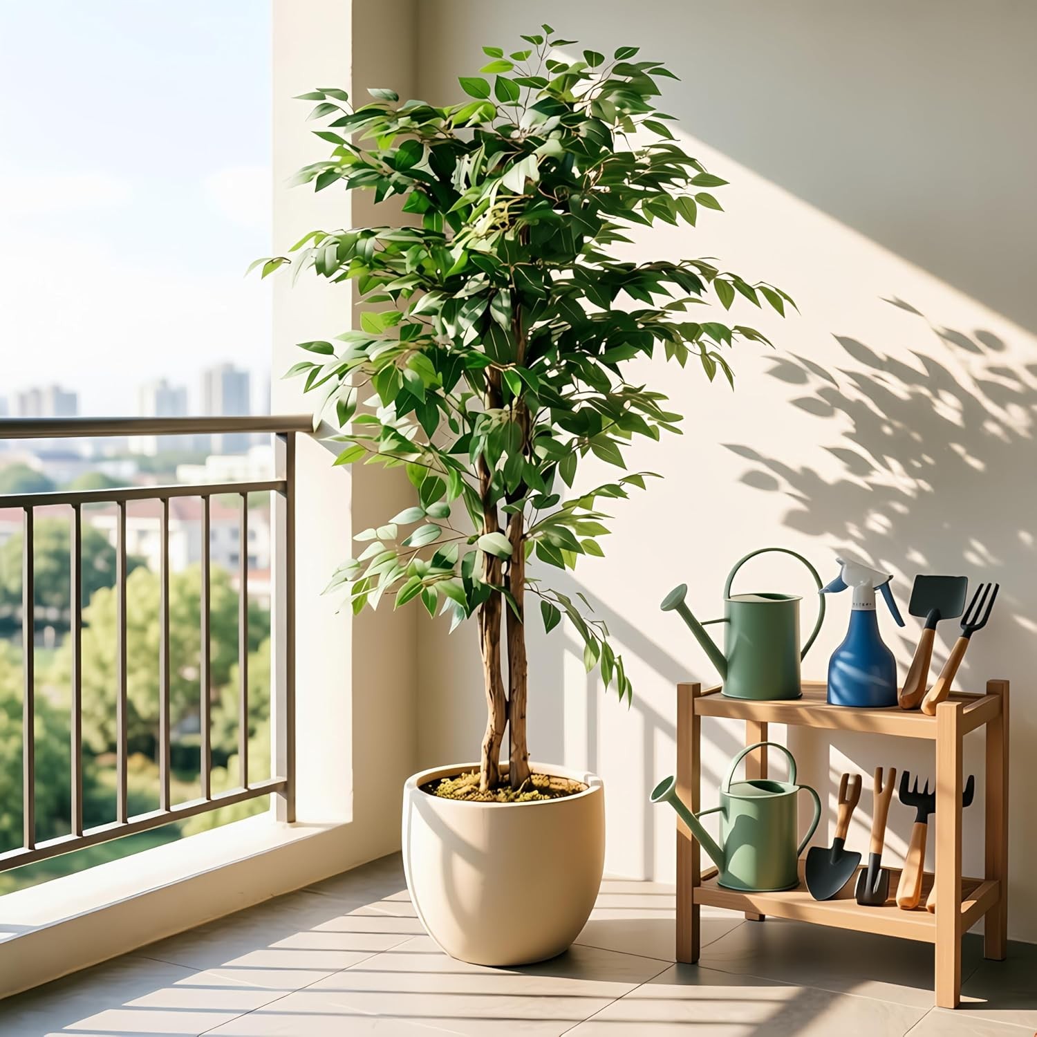 Artificial Ficus Tree with Sturdy Nursery Pot, 5FT Faux Silk Plant for Indoor
