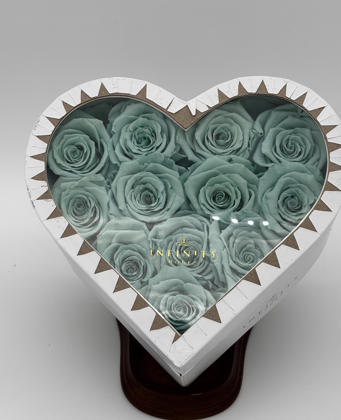 Luxury Preserved Aqua Roses Heart “Infinity Roses” Perfect Valentine’s Day Gift
