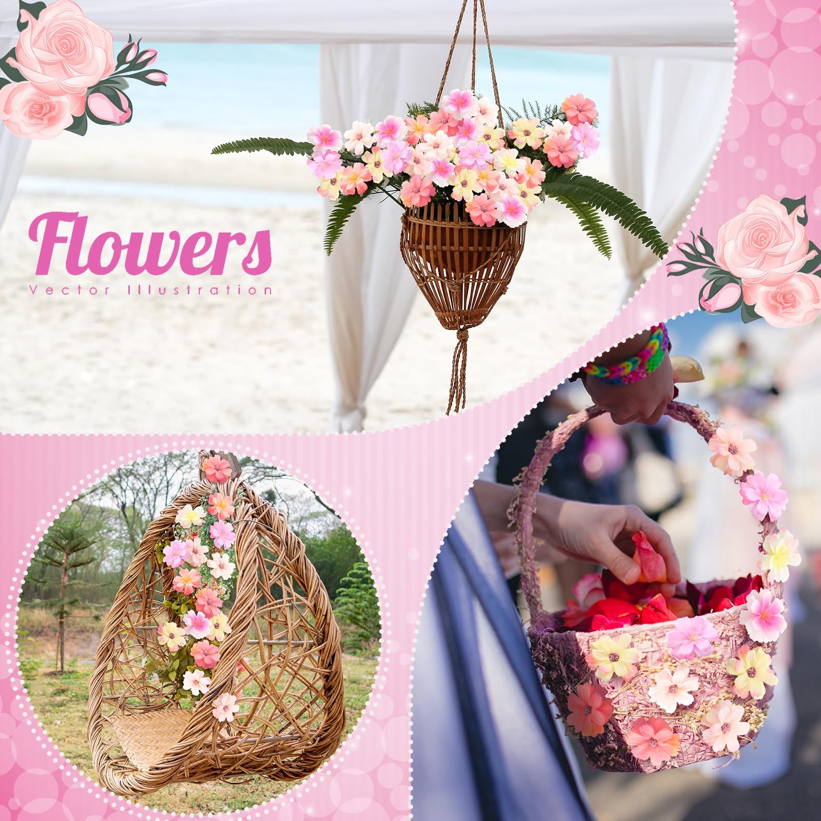 120 PCS Small Pink Artificial Silk Daisy Peony Flower Craft DIY Wreath Decor