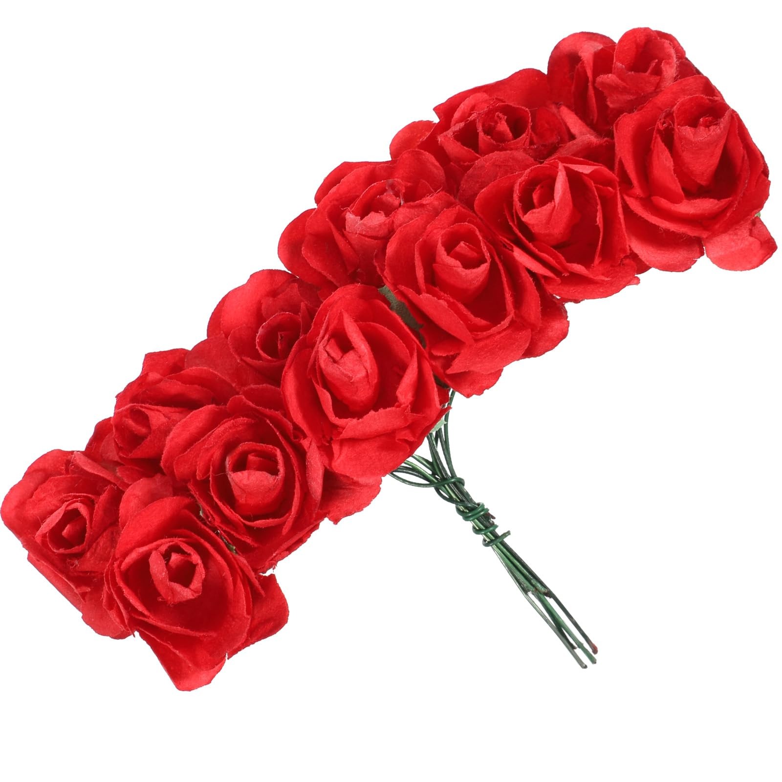 144 PCS Mini Paper Flowers Red Rose Artificial Head Buds DIY Crafts 0.6 Inch
