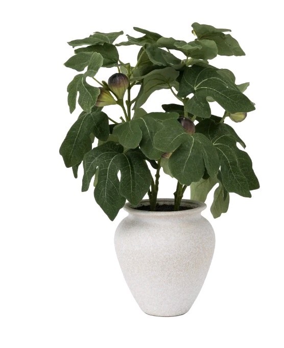 Better Homes & Gardens Artificial Fig Leaf in Tan Ceramic Vase, 13″