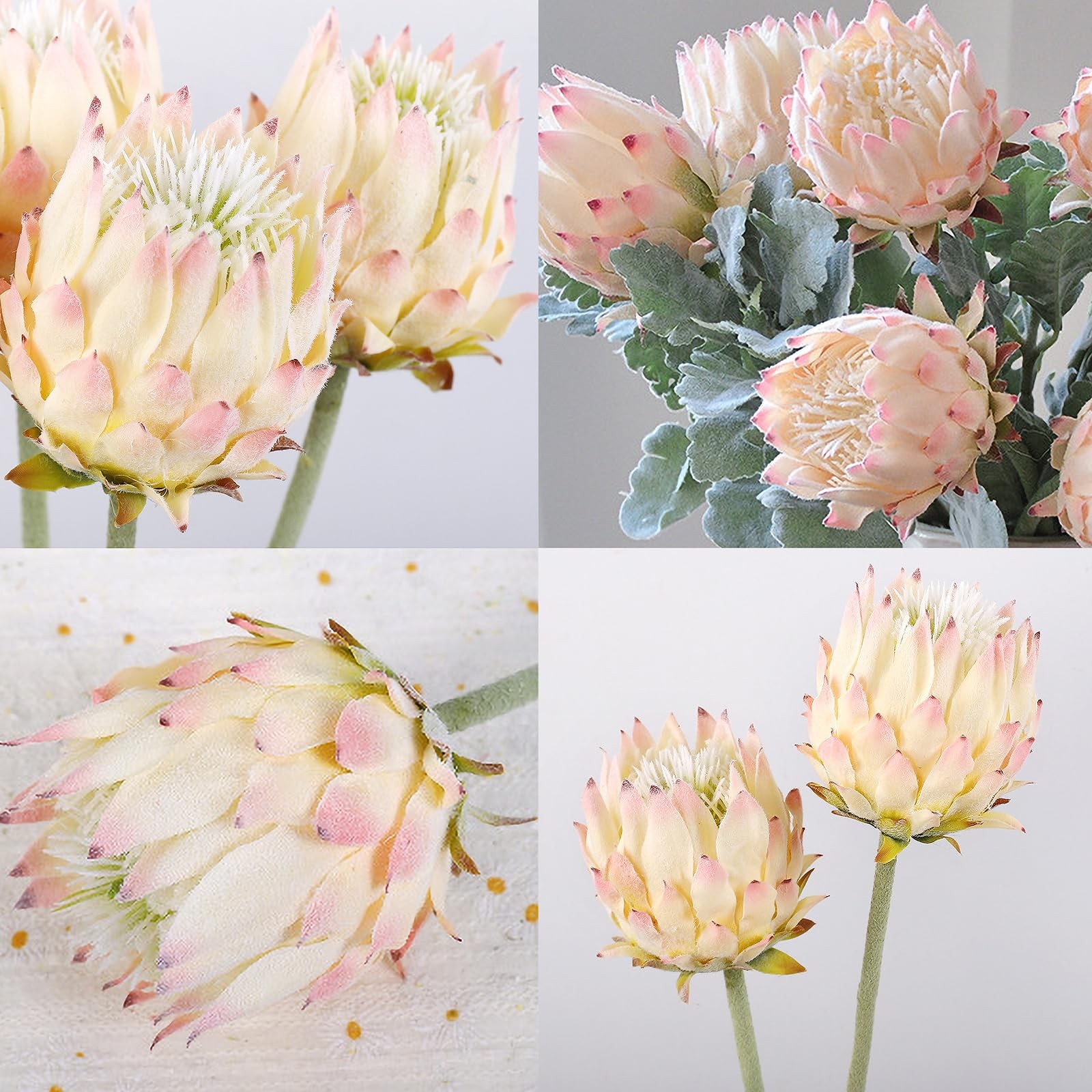3 PCS Pink2 Artificial King Protea Cynaroides Tropical Flower Bouquet 25 In