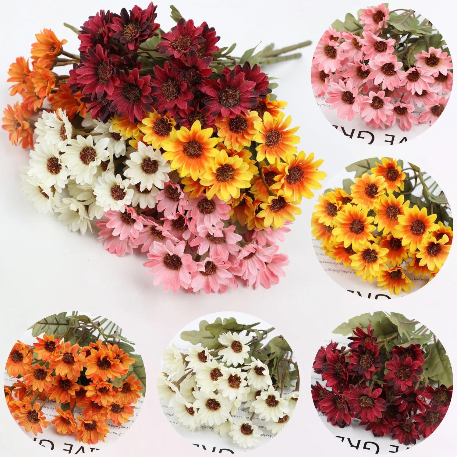 1/3PCS Artificial Silk Gerbera Daisy Flower Realistic Faux Decor for Home Garden