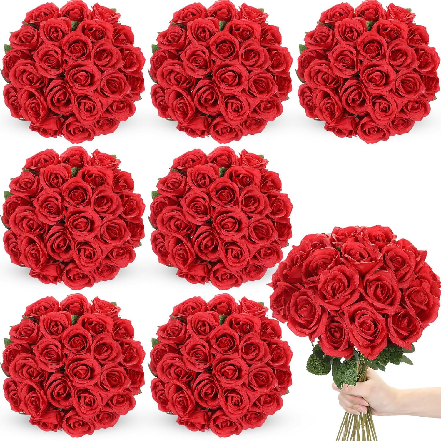 200 Pcs Artificial Roses Realistic Flowers Bulk Real Looking Fake Silk Rose Bouq