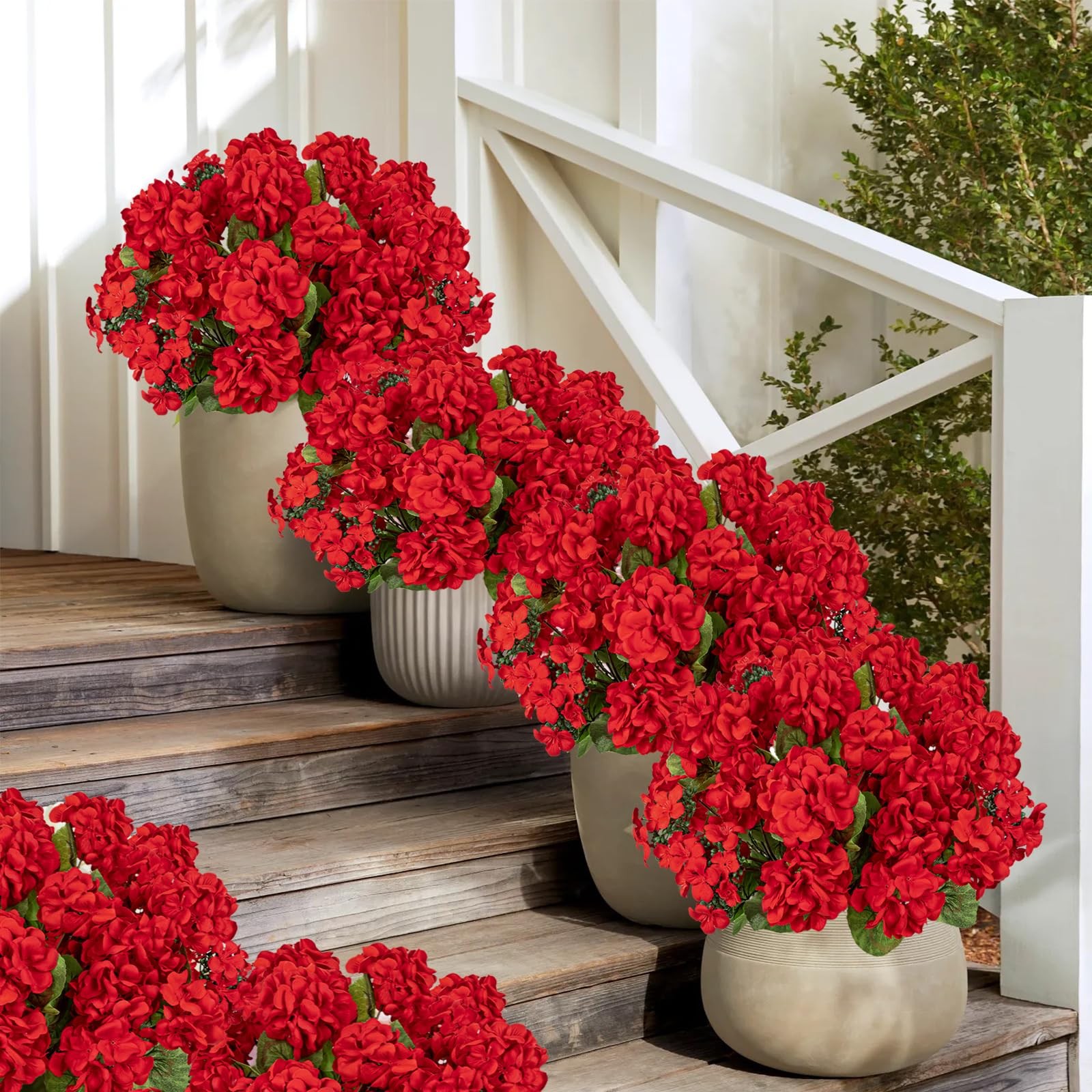Artificial Geranium Flowers for Outdoor Planters — UV Resistant, Extra Full 1…