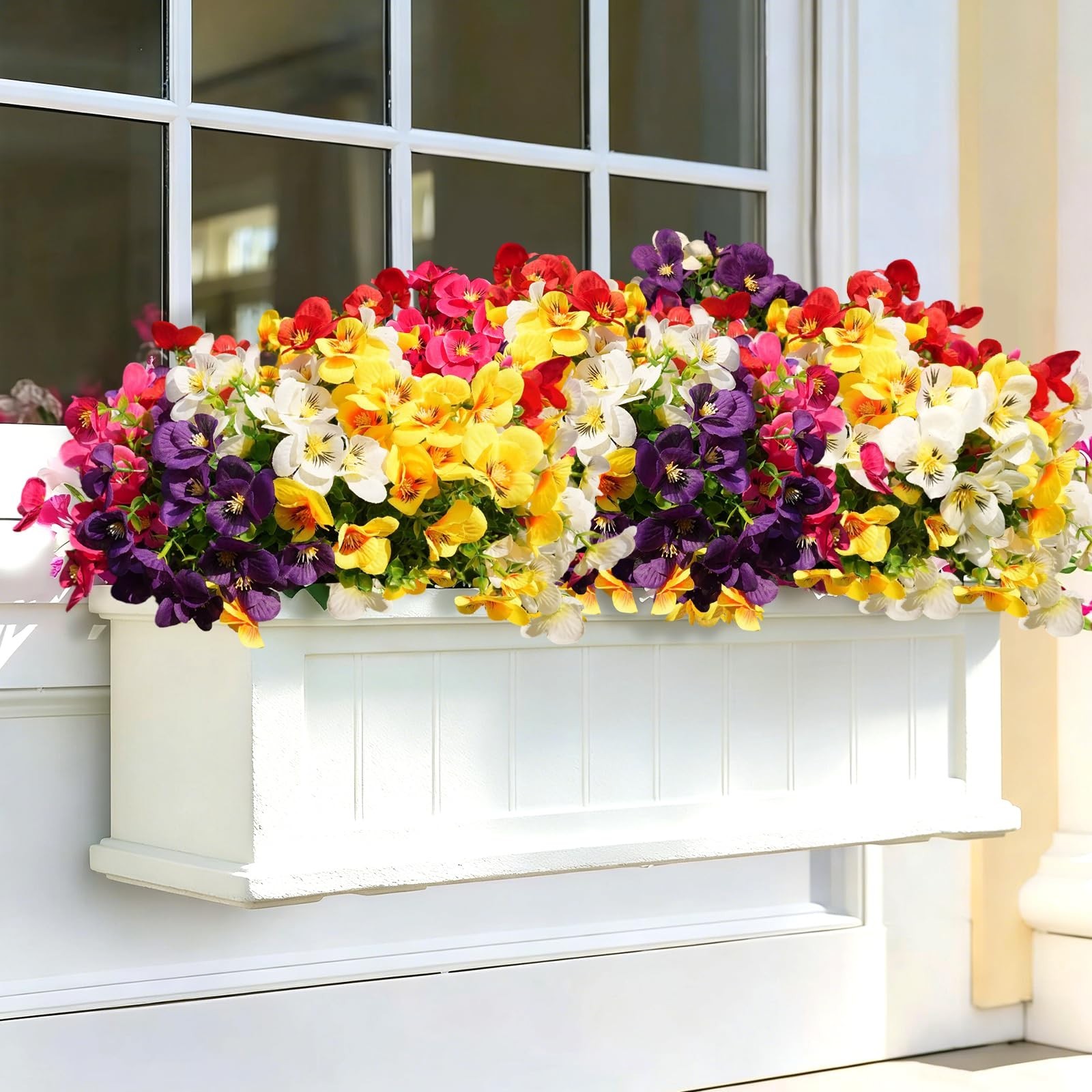 20 Pcs UV Resistant Artificial Pansies – Realistic Fake Flowers for Garden & Pat