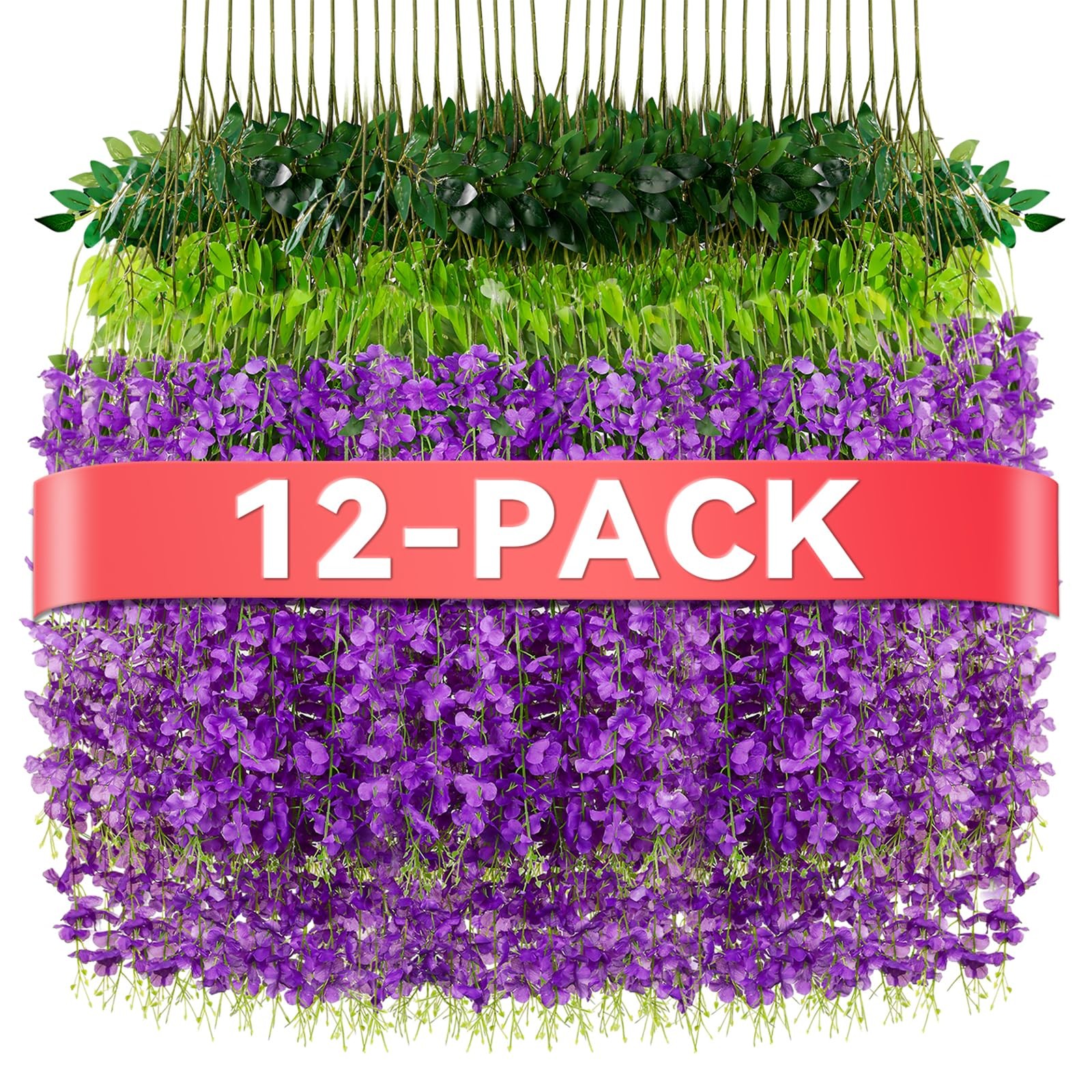 Wisteria Hanging Flowers,12 Pack Fake Hanging Flowers,Wisteria Artificiales G…