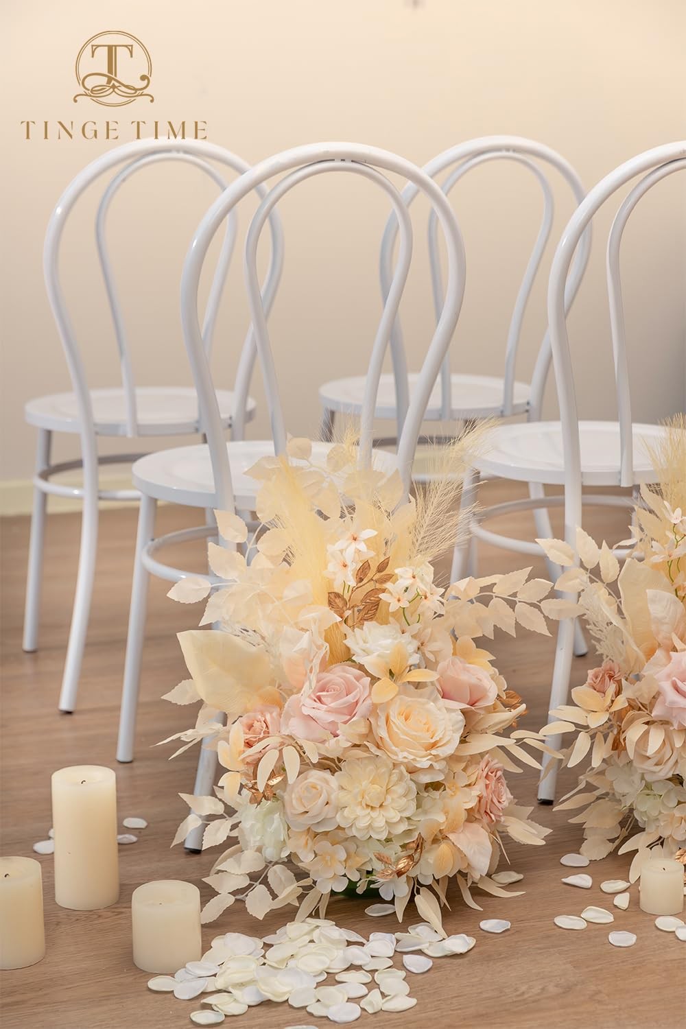 Free-Standing Artificial Flower Set of 2, Table Centerpiece with Rubber Pad, …