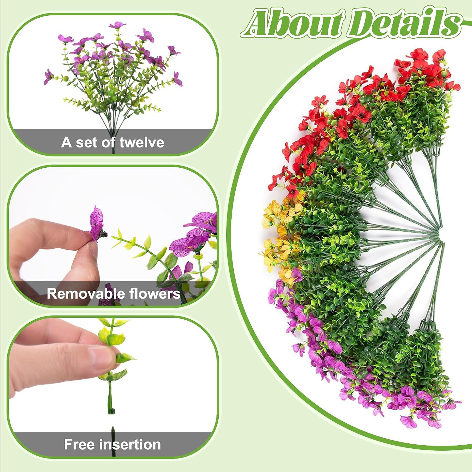 Artificial Faux Hanging Plants Flowers Basket for Spring Outdoor Decoration, Fak