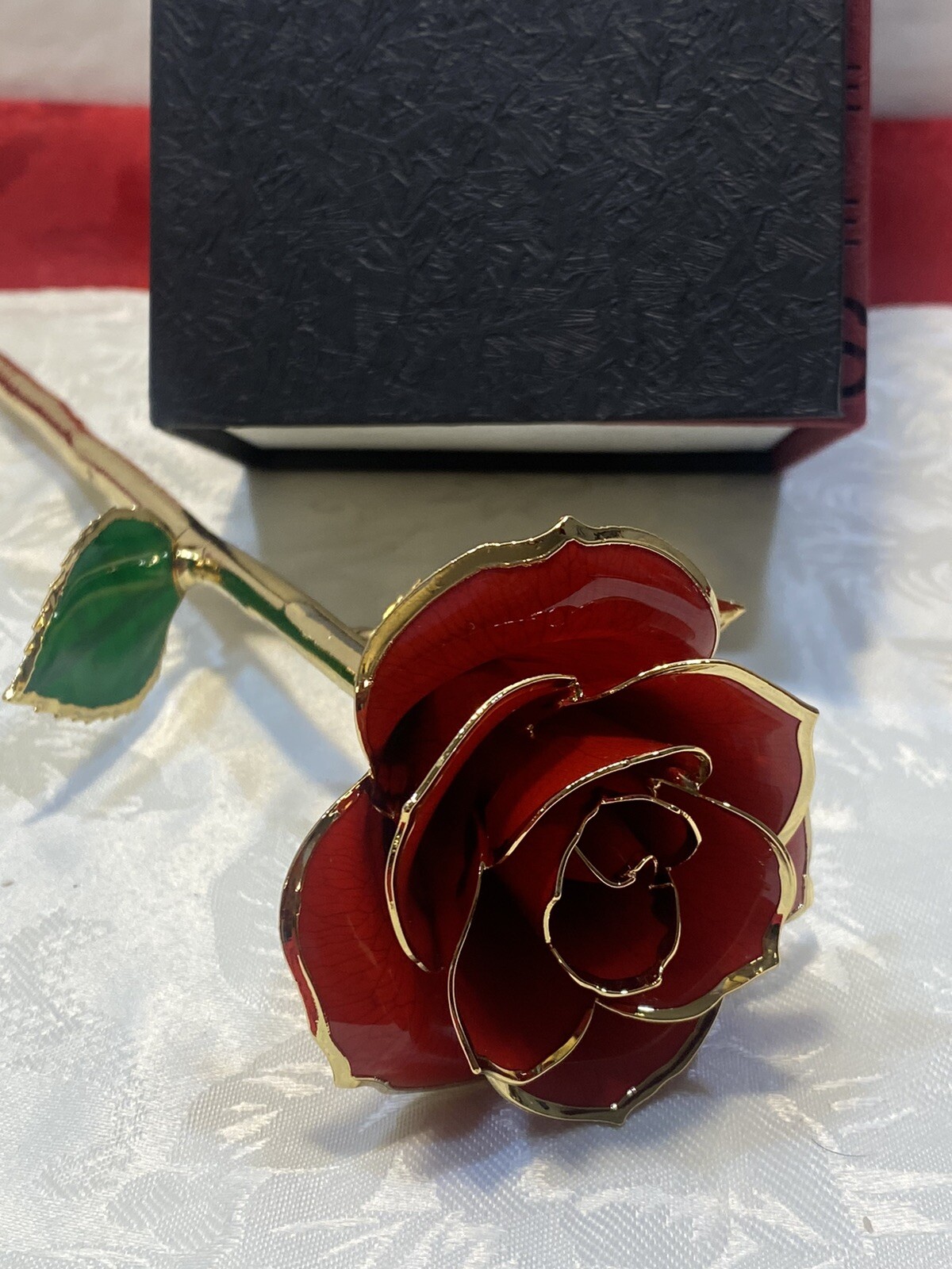 Gilded Rose Red Rose Love Gift Gold Tips Love