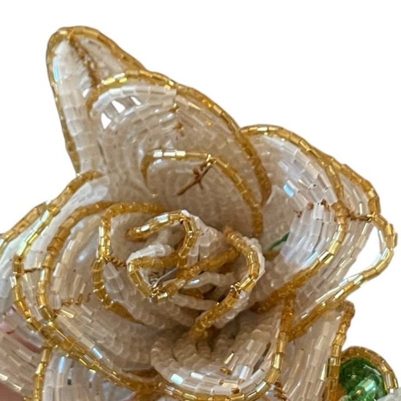 Brand New Mackenzie-Childs White Rose Beaded Stems, Set of 4