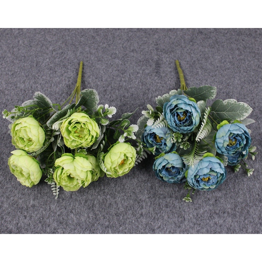 6 Head Silk Peony Bouquet Artificial Flowers for Wedding Home Decor Party