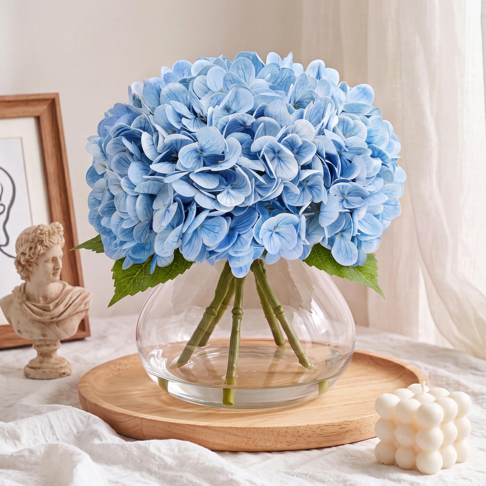 AMORISE Hydrangea Artificial Flowers with Vase, Real Touch Latex Fake Hydrang…