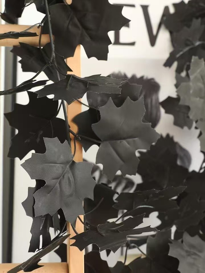 Halloween Artificial Maple Leaf Lifelike For Decorating Home/Wall Black