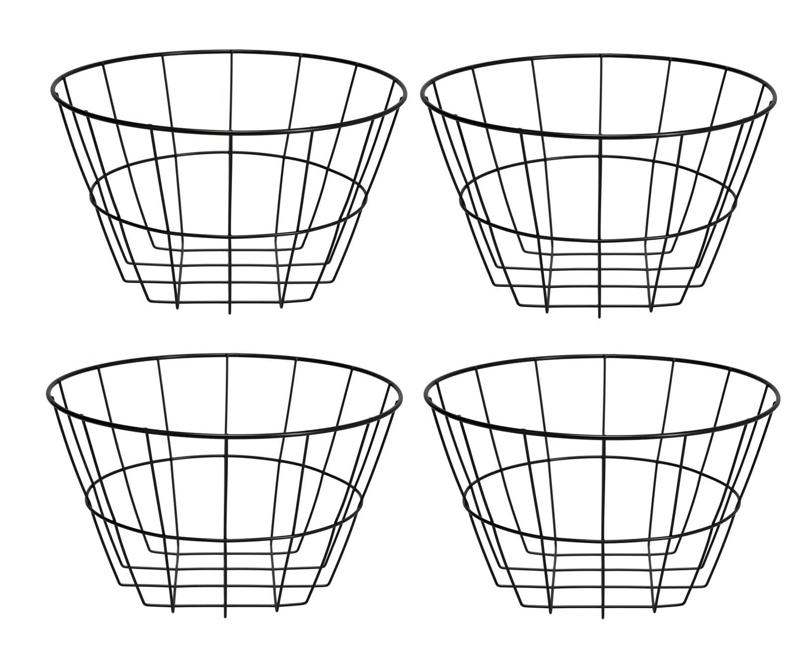 Black Iron Wire Baskets Round pack of 4