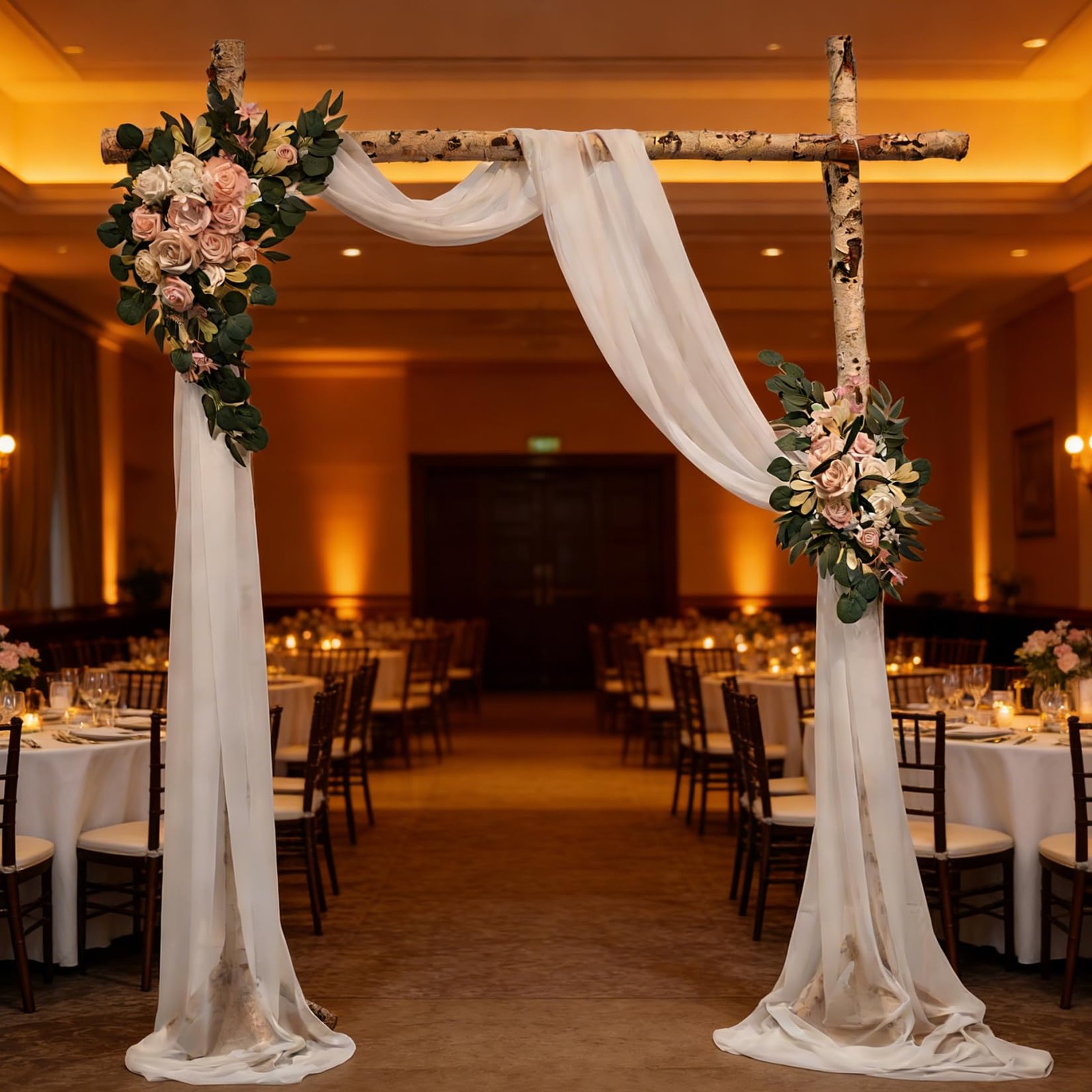 Arch Flowers Drapes Kit Artificial Decor Wedding Ceremony Backdrop White 3 PCS