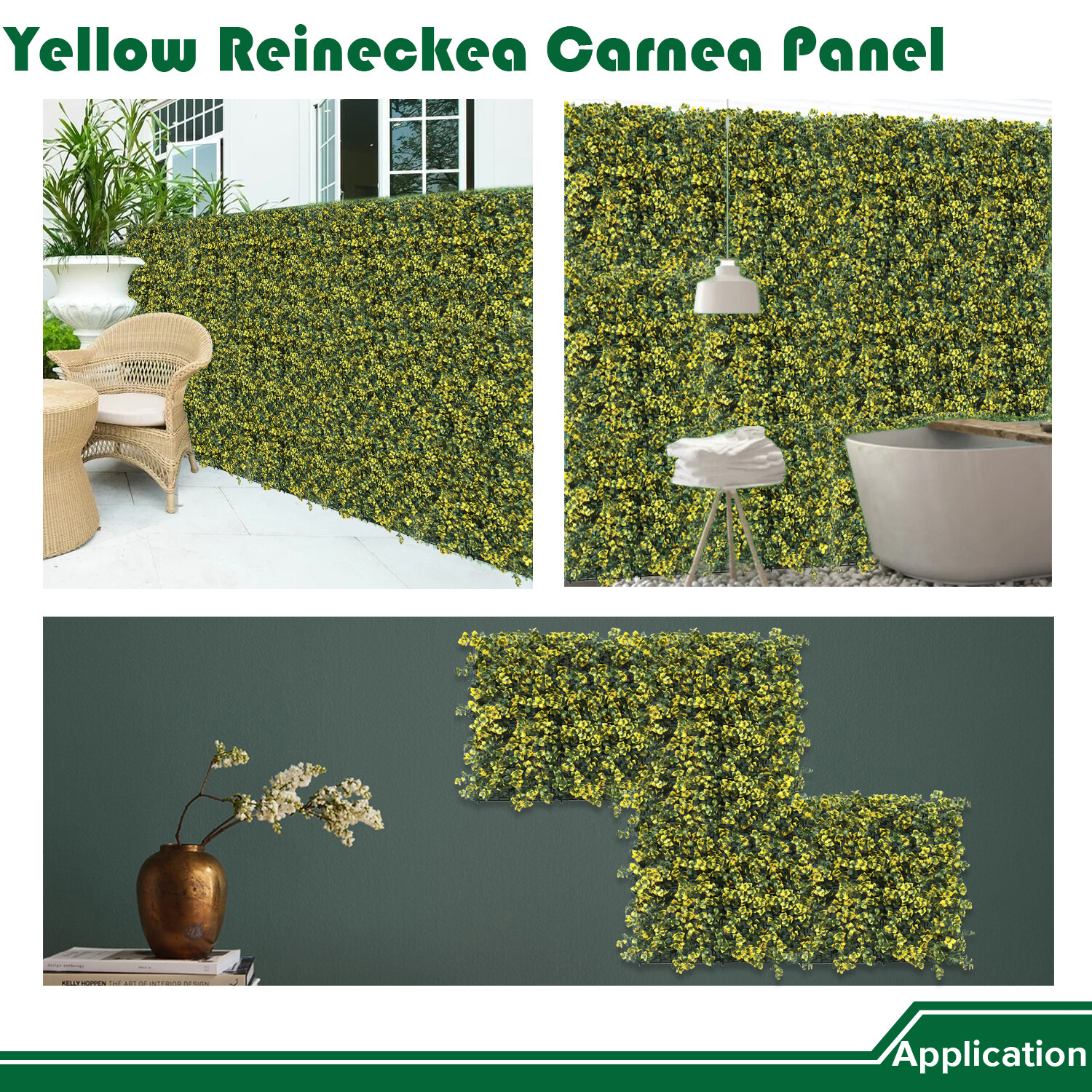 20″ Artificial Faux Yellow Reineckea Carnea Leaf Mats Wall Hedge Decor Panel DIY
