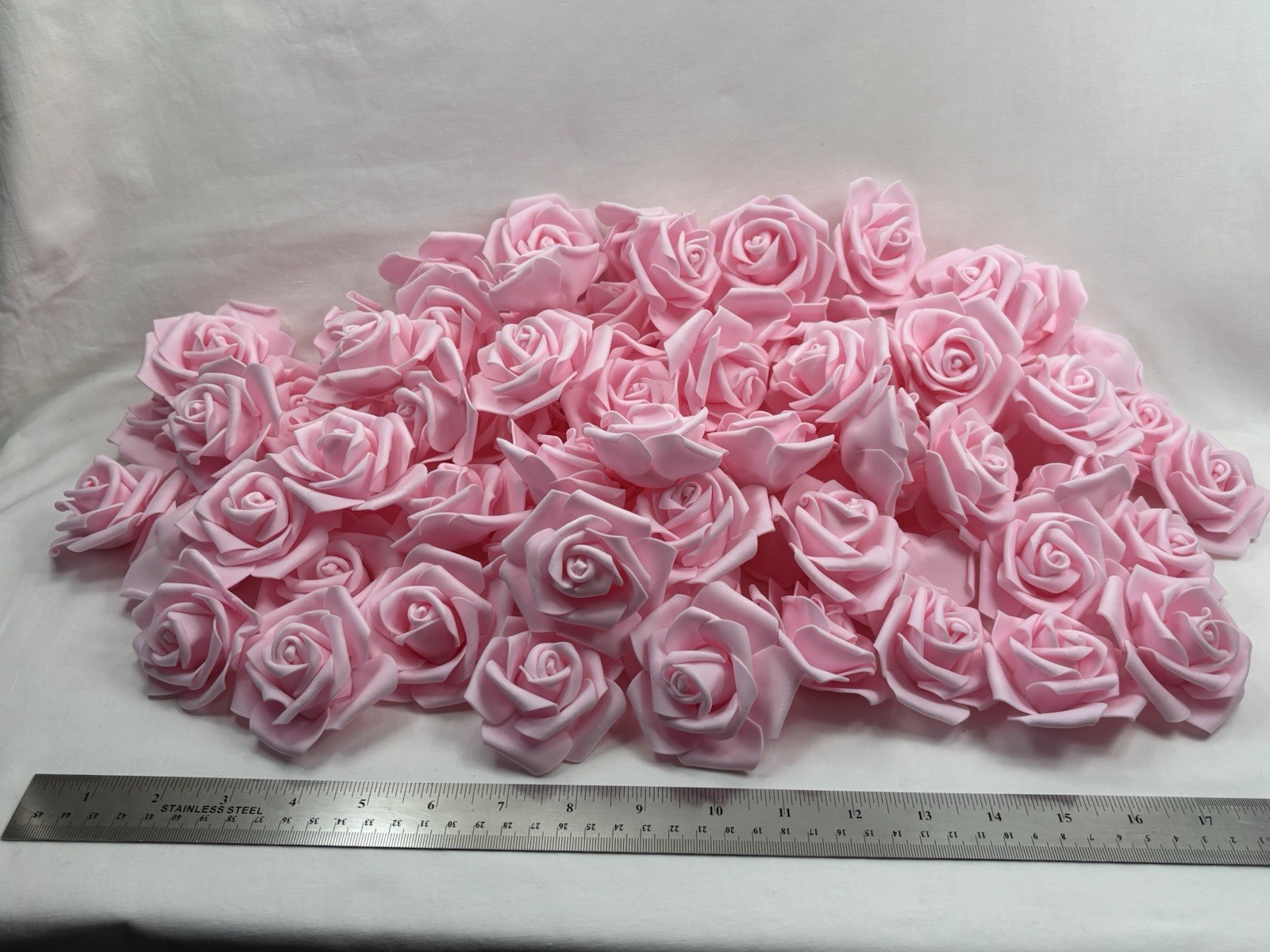 Lot Artificial Pink Roses Polyethylene Foam Decorating Wedding Flower Heads 3in.