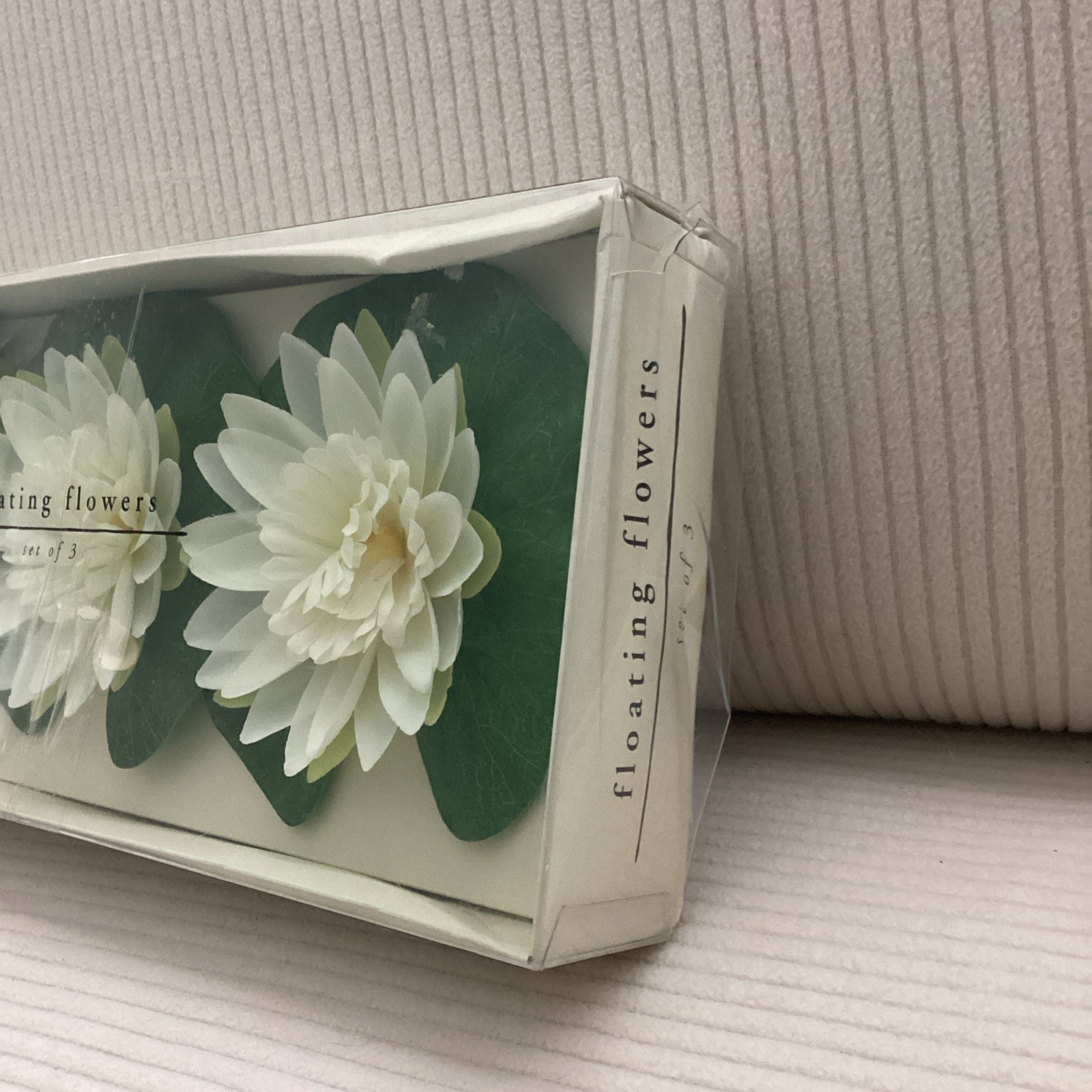 Pier 1 Floating Off White Lotus Flowers Set Of 3, New