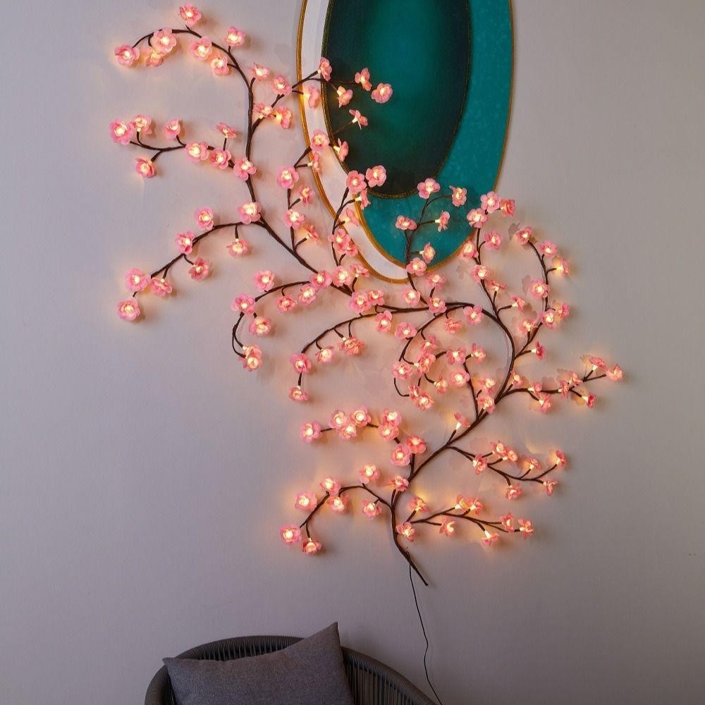 Cherry Blossom Vine LED String Lights Twig Garland Wall Door Home Christmas Deco