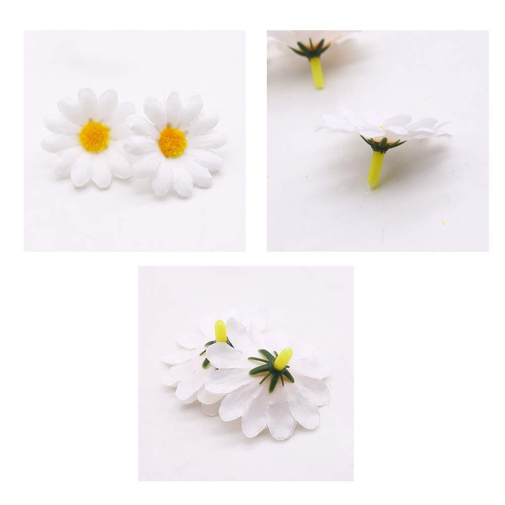 200PCS Fabric Daisy Flower Heads, 1.5 Inch White Artificial Daisies