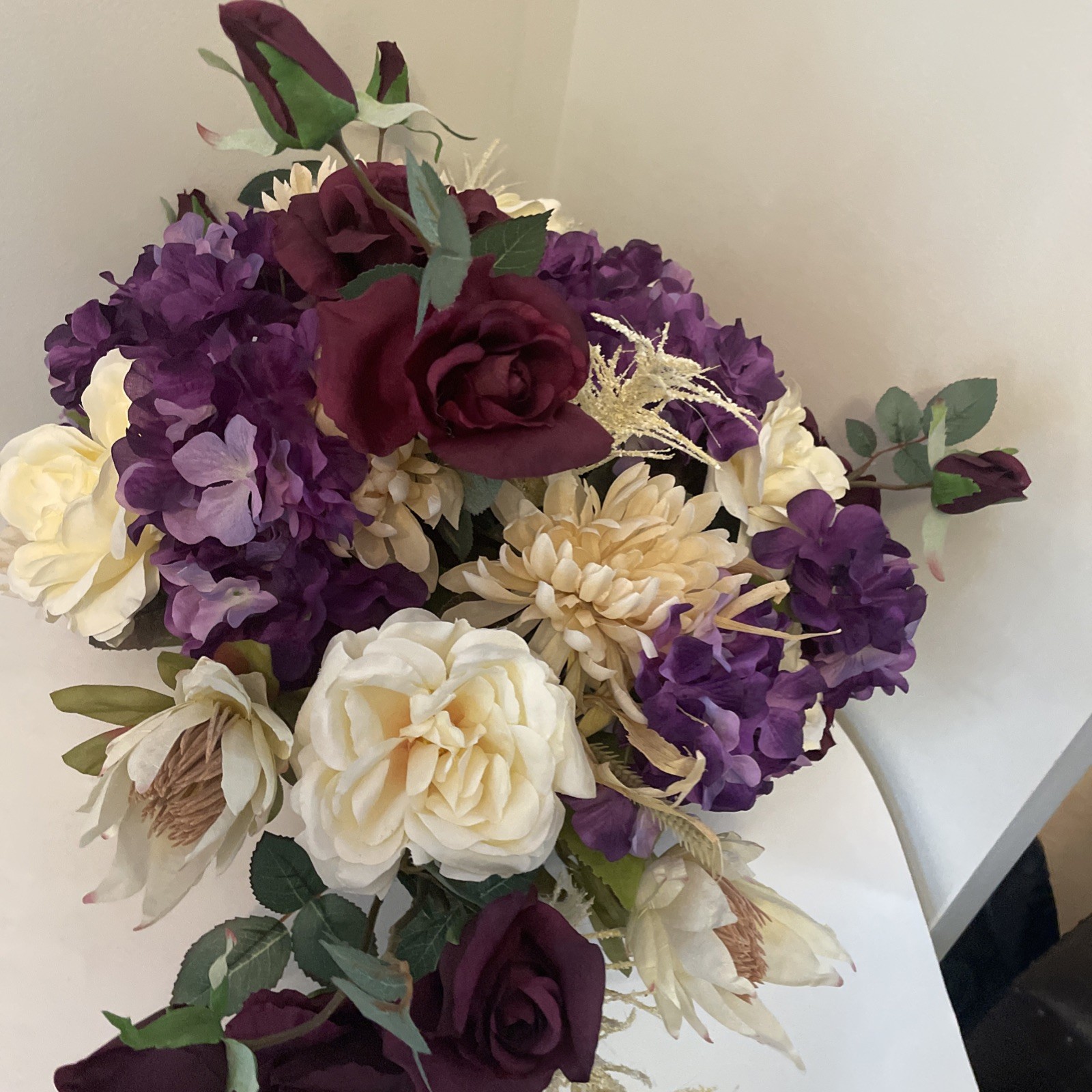 Blush Purple Floral Centerpiece, Romantic Table Decor, Neutral Ivory Arrangement
