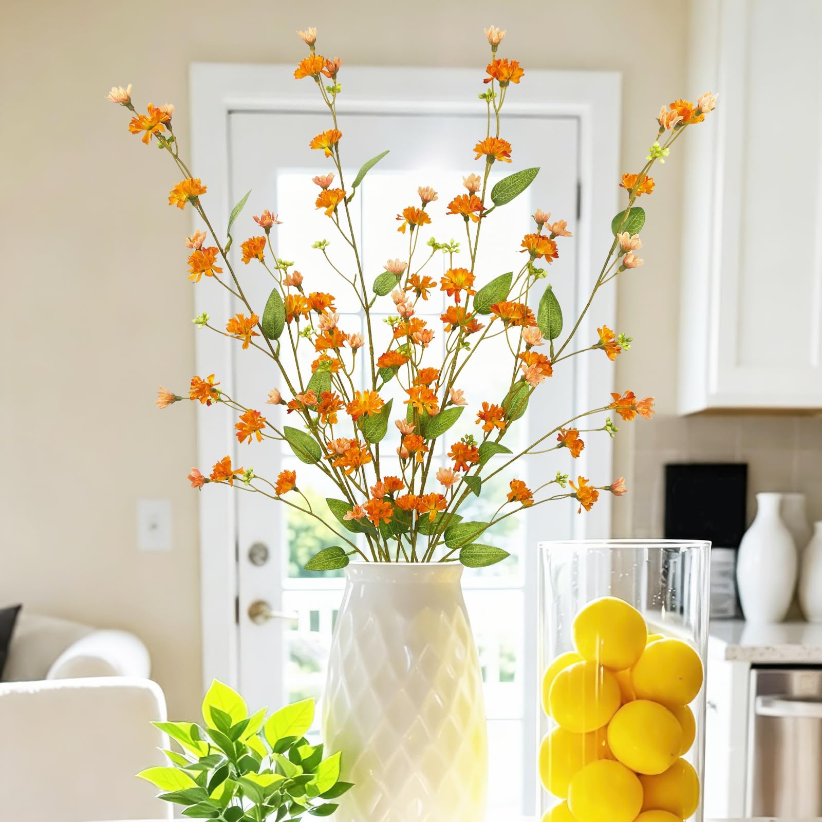4Pcs Artificial Wildflowers with Stems Bulk 39″ Faux Flowers Long Stem for Ta…