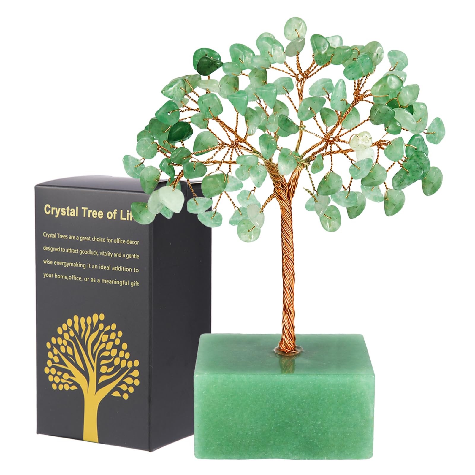 Green Aventurine Crystal Tree, Natural Feng Shui for Wealth, Luck & Energy. H…