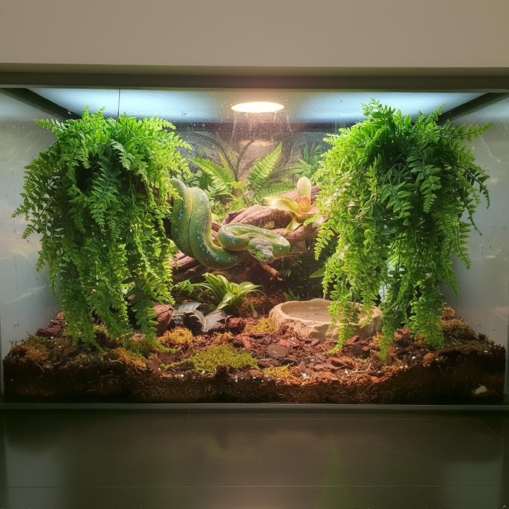 2 Pack Reptile Hanging Plants Terrarium Vines w/Suction Cups Tank Decor.