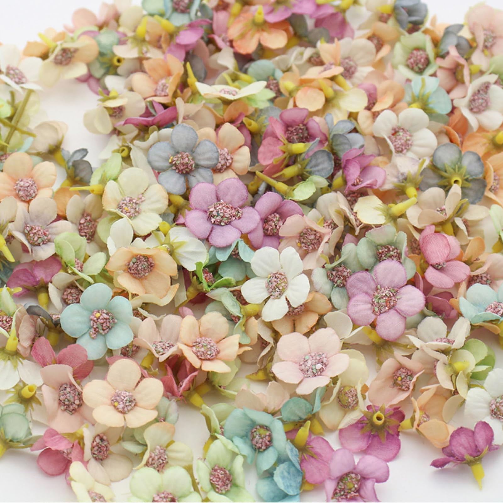 50 PCS Artificial Daisy Flower Heads 2.5cm Silk Fake Mini Crafts Multicolor