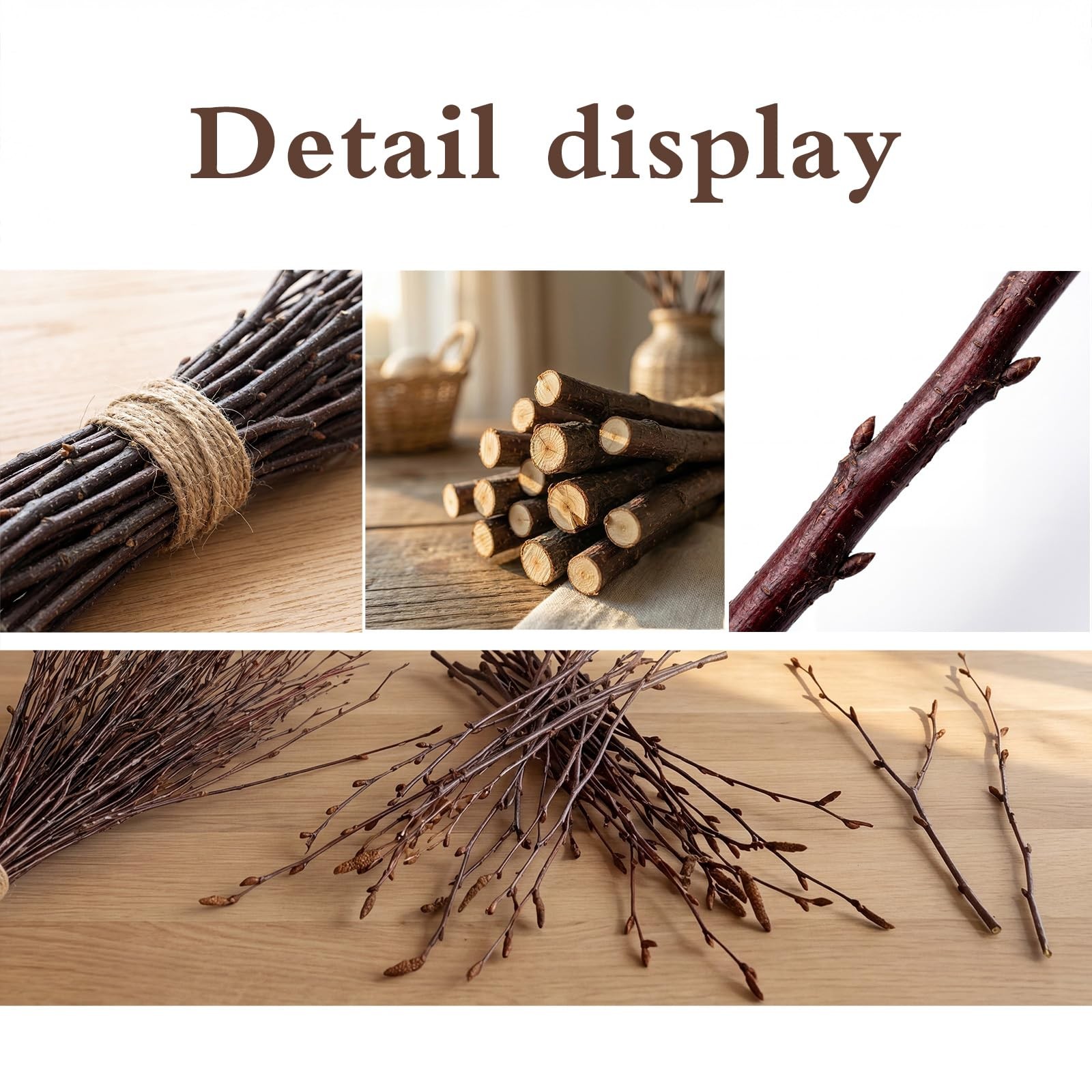 Natural Birch Branches, 30 Pcs Dried Twigs and Branches for Vases, 17″ Tall R…