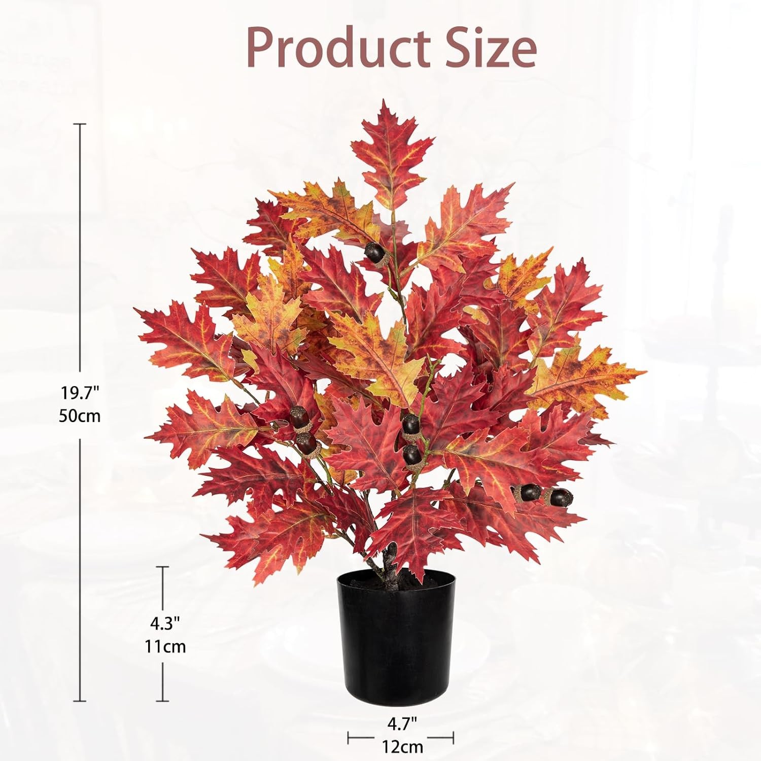 Fall Artificial Maple Tree Potted – 20″ Faux Autumn Leaf with Dark Red