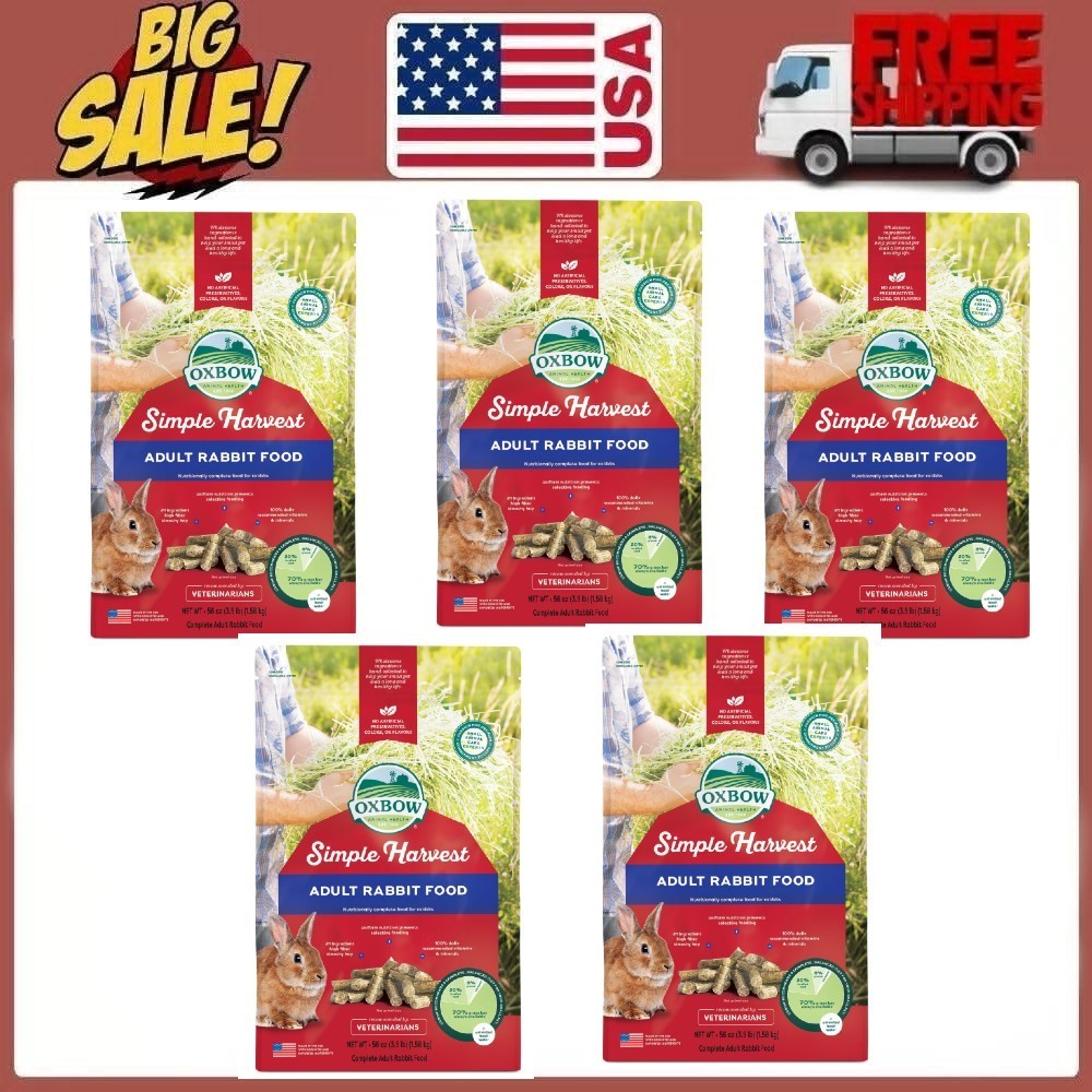 (5pack) Oxbow Simple Harvest Adult Rabbit Food 3.5lb.