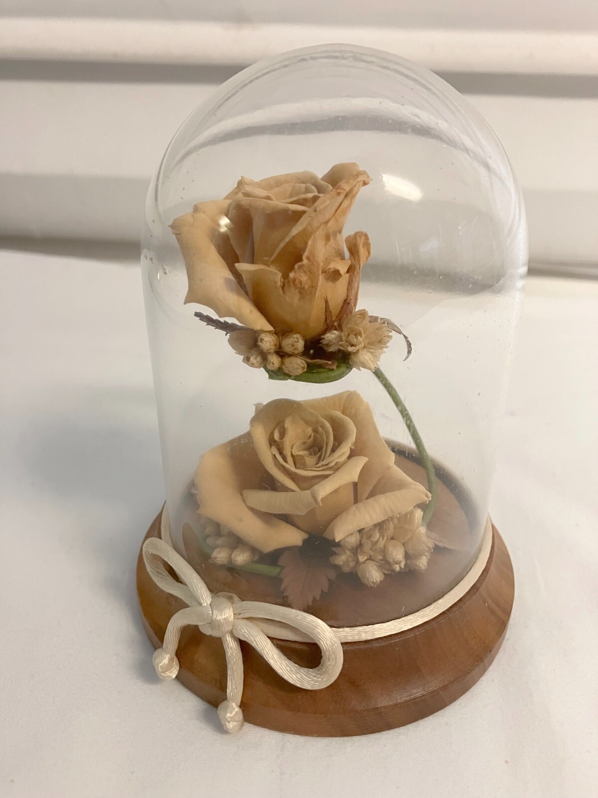 Nordflor Inc Globe Rose Flowers Wooden Base Display 5″ x 3.75″ x 3.75″