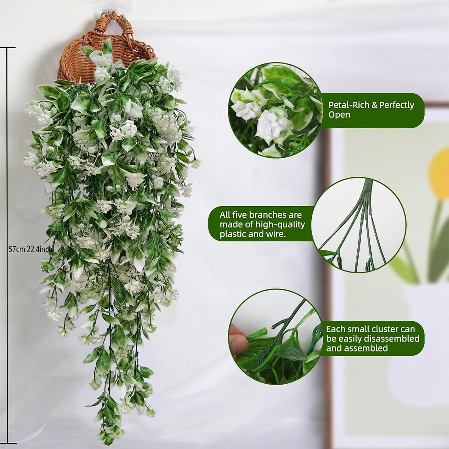 Artificial Hanging Flowers UV Resistant Vines Ivy Outdoor Decor | Fake Hanging F