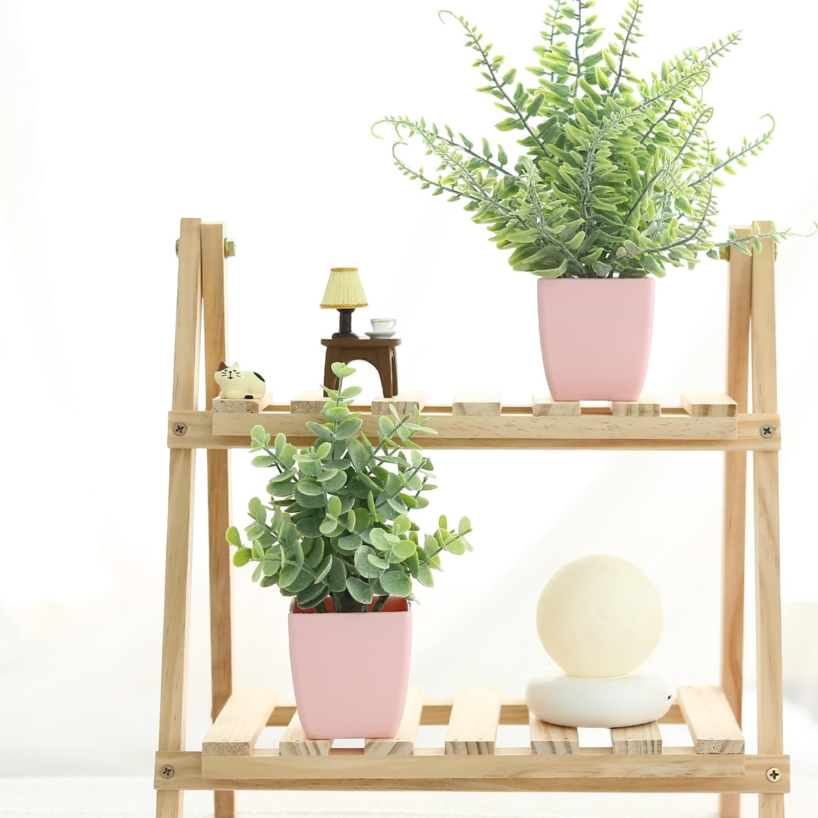 2 Pack Small Fake Plants in Pink Pot Artificial Plant Eucalyptus Faux Potted …