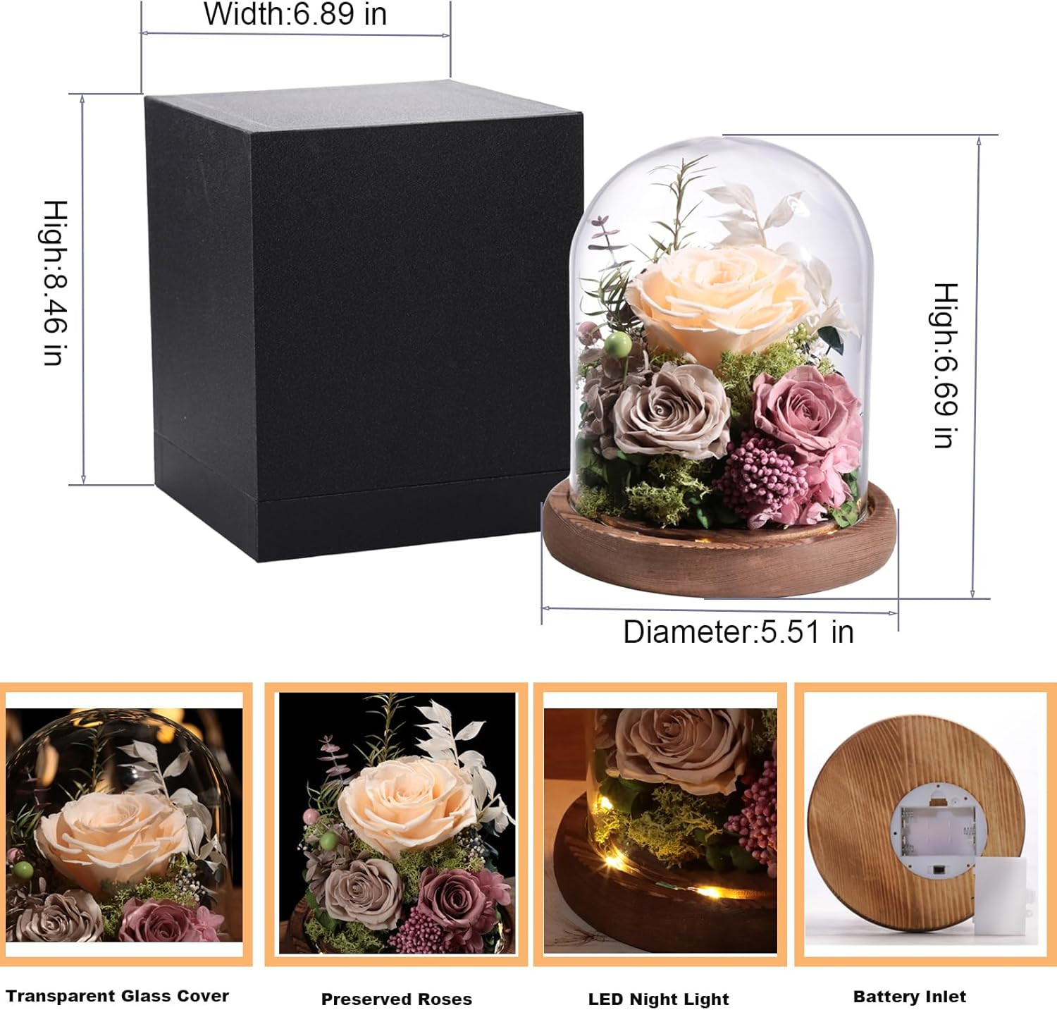 Flowers for Delivery Preserved Rose Gifts for Her,Forever Roses Flowers in Glass