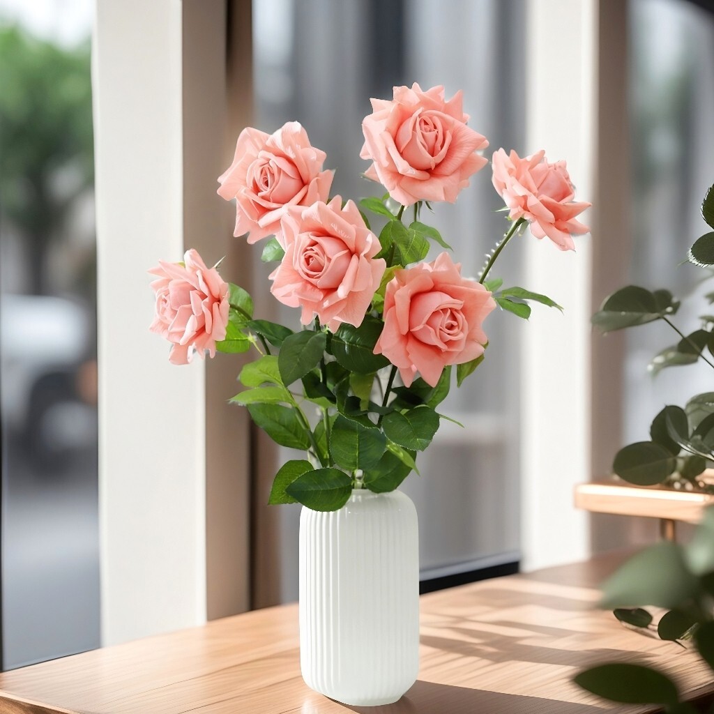 6-Pcs Artificial Rose High Simulation Bionic Technology Flowers Gift