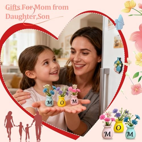 Mom Birthday Gifts Mini Vase Magnets for Fridge Cute Tiny Plant Refrigerator