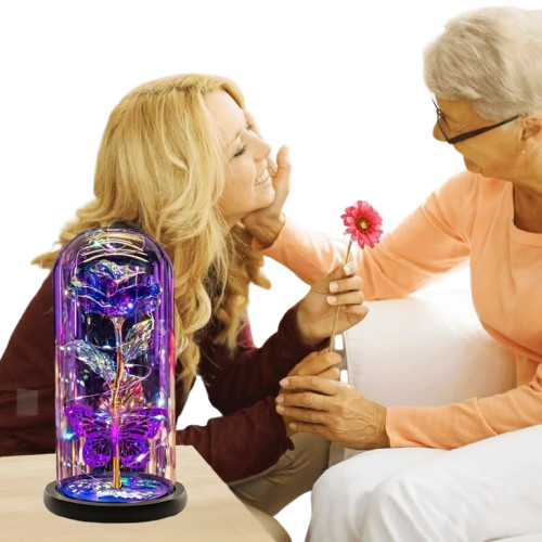 Mothers Day Rose Gifts for Mom Women, Glass Flower Rose Gifts Forever Eternal Cr